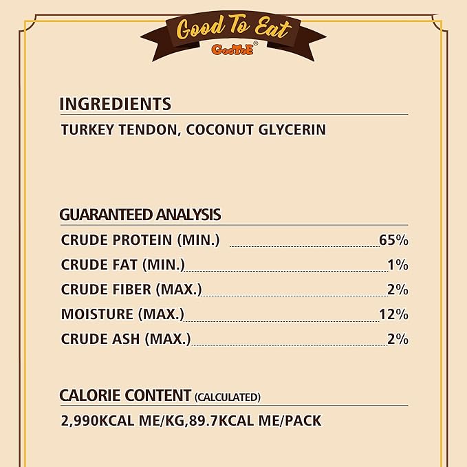 Gootoe Turkey Tendons for Dogs –All-Natural, Hypoallergenic Dog Treats, Rawhide Alternative, Long Lasting Puppy Chews, Healthy Dog Treats for Medium Breeds, Ring (M), 1 lb