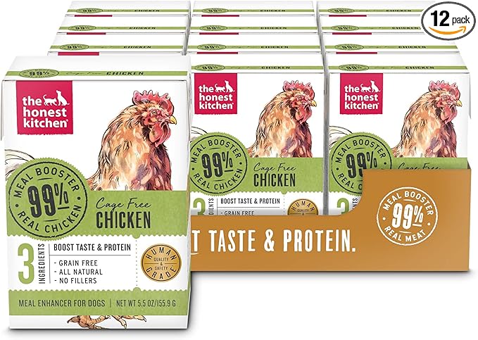 The Honest Kitchen Human Grade Grain Free Meal Booster: 99% Chicken (12 pack), 5.5 oz