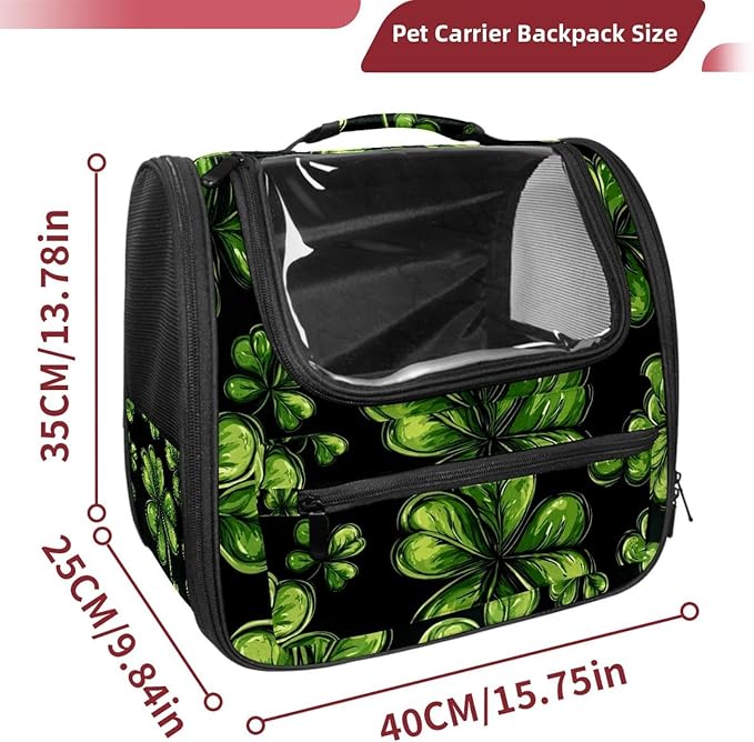 Clover Leaf Cat Backpack Carrier, Large Pet Backpack for Medium Small Dog Cat Puppy Kitty Bunny