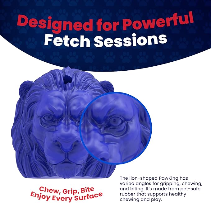 PawKing – Indestructible Dog Toy for Aggressive Chewers – Lion-Shaped for Interactive & Engaging Play – Cleans Teeth & Massage Gums – Pet-Safe & Made in USA (3.90 x 3.5 x 3.25 Inches)