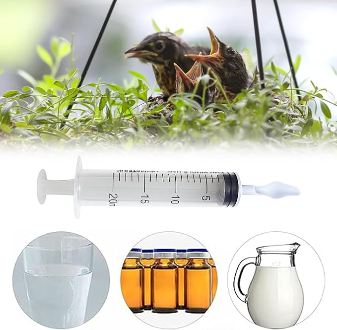 2 Pack Small Pet Feeding Syringe Sets, Including 2PCS 20ml Feeding Syringes, 2 PCS 30ml Milk Containers, 2 Soft Feeding Spoons and 2 Powder Spoons, Bird Parrot Feeder Spoon with Manual Syringe