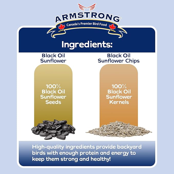 Armstrong Wild Bird Food Combo Pack Black Oil Sunflower Bird Seed, 25 Pounds and Black Oil Sunflower Chips, 4 Pounds Ideal for Outside Feeders