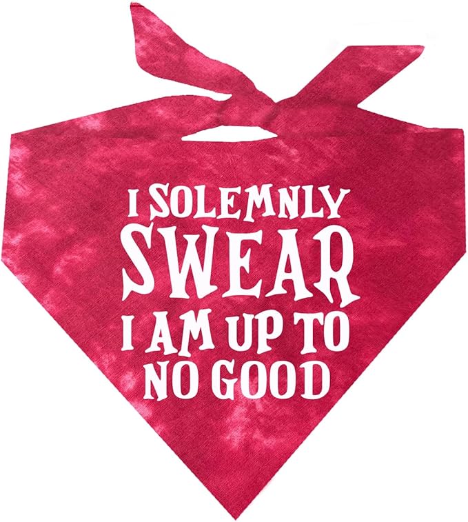 I Solemnly Swear I Am Up to No Good Dog Bandana (Red Scrunch, OS 1101)