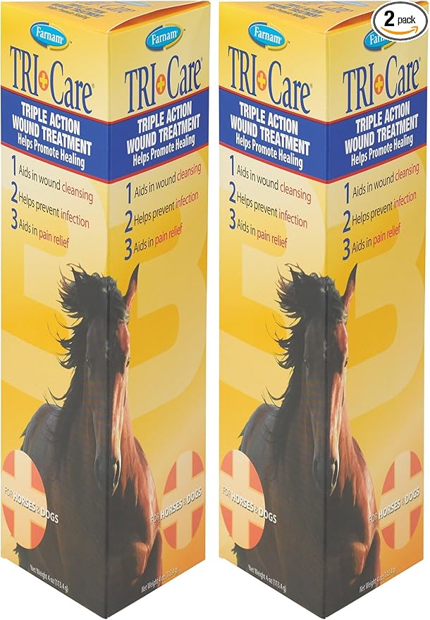 Farnam Triple Action Wound Treatment | for Horses, Ponies and Dogs | 4 oz (Pack of 2)