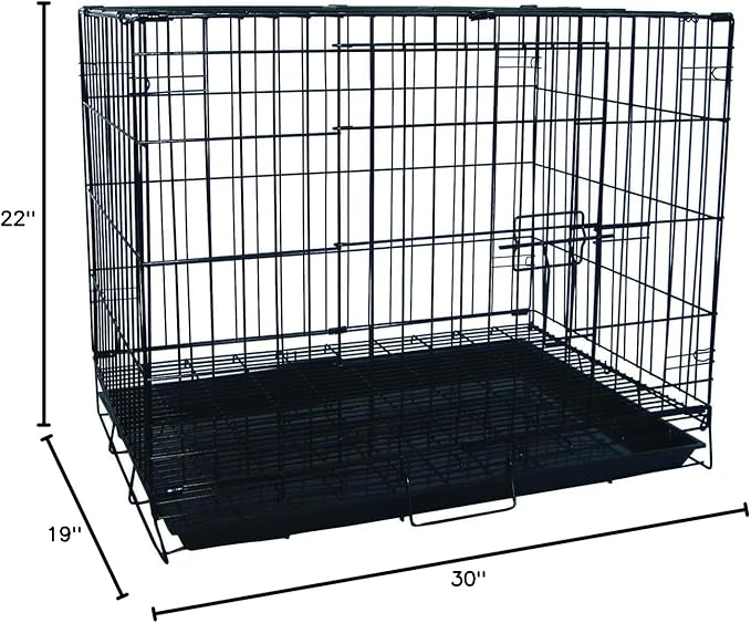 YML 30-Inch Foldable Light Duty Door Dog Crate with Wire Bottom Grate and Plastic Tray, Black