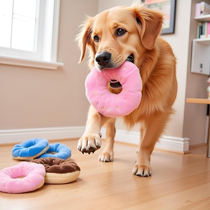 3Pcs Colorful Pet Toy Donut-Shape Squeaky Squeaker Puppy Dog Pet Cat Kitten Sound Chews Toy, Sturdy and Practical Simple and Sophisticated Design, Dog Squeak Toys