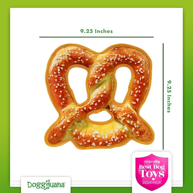 Doggijuana Cafe Combo Refillable Juananip Toy Bundle | Twisted Pretzel & Pretzel Ring | Funny Dog Toy Plush with Catnip and Refill | Interactive Chew Toy for Play