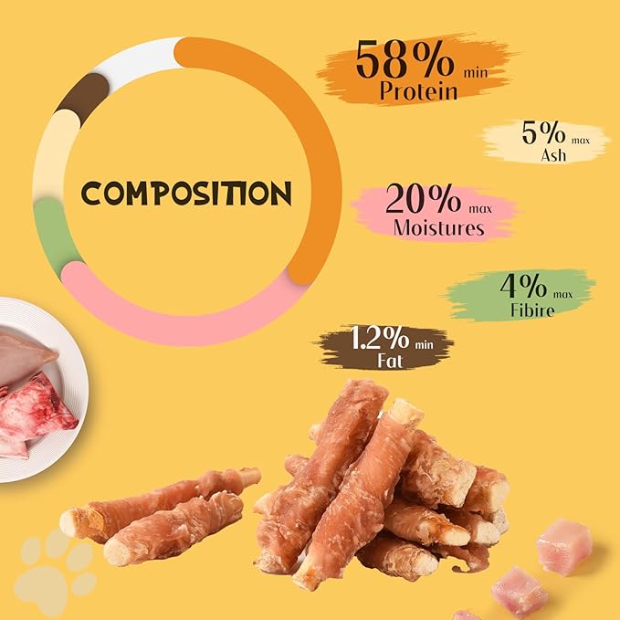 Dog Treats Chews, Chicken Wrapped Beef Cartilage, Rawhide Free & Grain Free Dog Snacks 10.6 oz