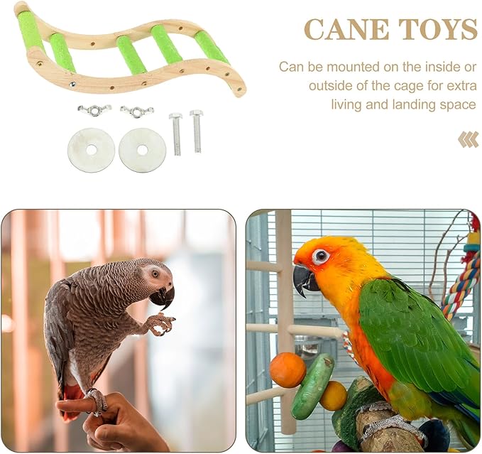 Kichvoe Parrot Cage Ladder Wooden Climbing Bird Claw Grinding Ladder Plaything Budgerigar Wood for Birdcage Activity and Foot Exercise