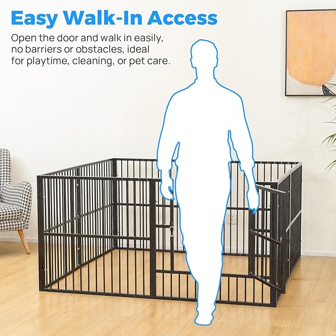 Dog Playpen - 32" Height Dog Pen, Heavy Duty Puppy Pen with Door, Safe & Sturdy, Easy Assemble for Indoor/Outdoor Pet Playpen (10 Panels with Door)