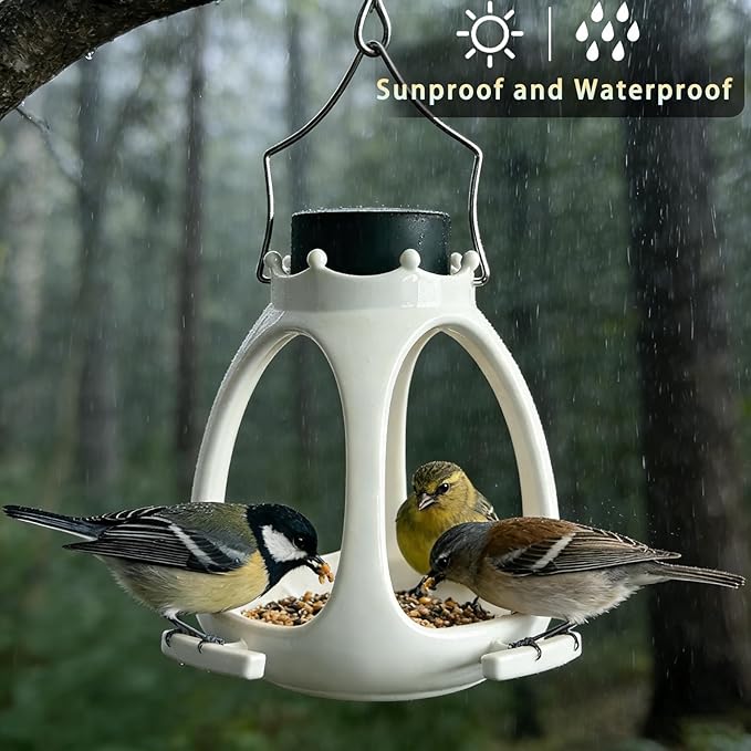Solar Bird Feeder for Outdoors Hanging - 2026 Innovative Crown Wild Bird Feeders for Outside, Waterproof Eco-Friendly Polymer Bird Houses for Backyard Birding & Wildlife Decor (2)