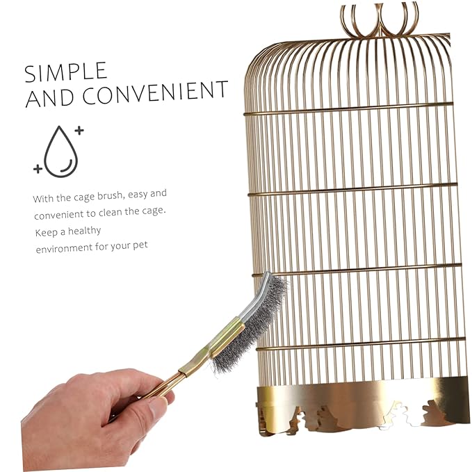 2pcs Bird Cage Cleaning Brush Long Handle Feeder Cage Wire Brush Cleaner Easy Cleaning Bird Parrot Accessories 24x3cm