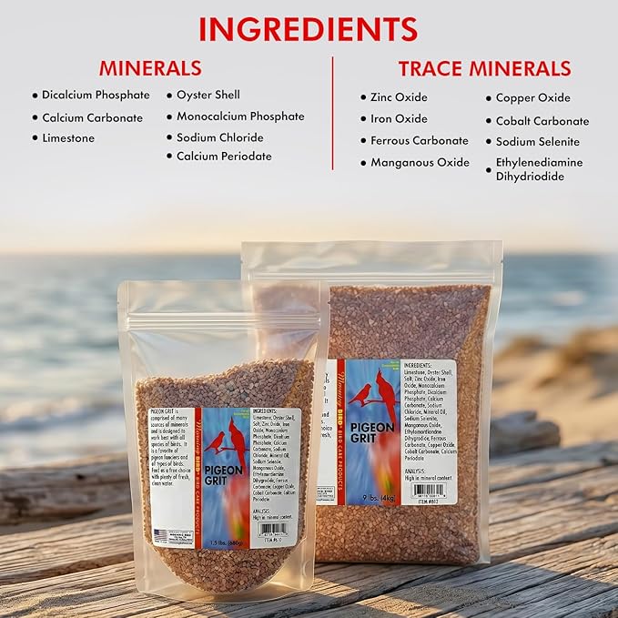 Morning Bird Pigeon Grit - Healthy & Nutritious Pigeon Food to Support Strong Muscles & Bones for Grit Eating Birds - Supports Digestion & Packed with Essential Minerals 4.5 lbs (3-Pack, 1.5 lbs Each)