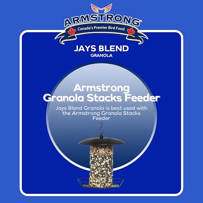 Armstrong Wild Bird Food Royal Jubilee Jays Blend Granola Stack, 4.94oz (Pack of 4) High-Energy Treat with Sunflower Seeds, Peanuts & Corn - Ideal for Granola Stack Feeders