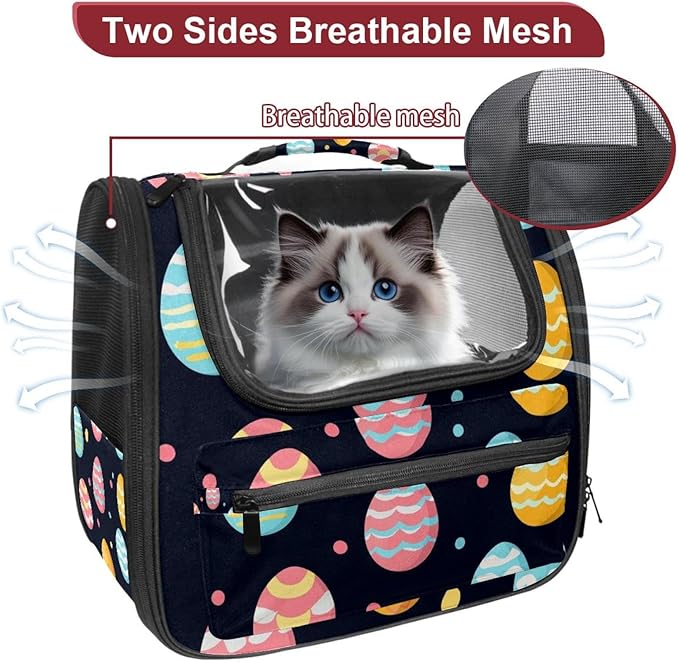 Easter Symbol (2) Cat Backpack Carrier, Large Pet Backpack for Medium Small Dog Cat Puppy Kitty Bunny