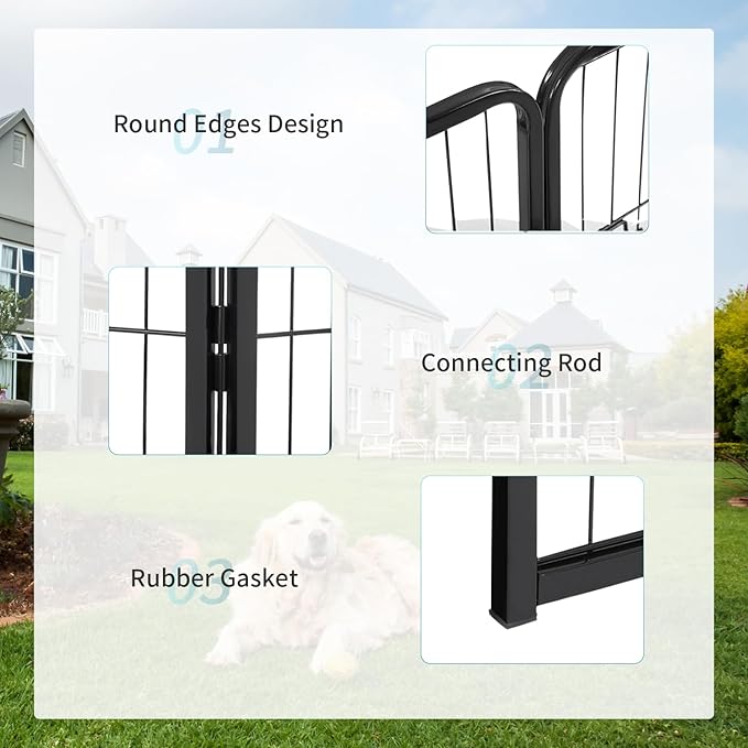 FDW Dog Playpen Dog Pen Dog Kennel 32 Panels 40 Inch Hight Indoor Outdoor Folding Metal Portable Puppy Exercise Pen Heavy Duty Dog Fence for Yard Camping,Black