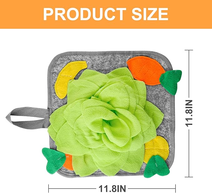Rabbit Foraging Mat, Rabbit Toy 11.8"x11.8" Rabbits Snuffle Mat Machine Washable Polar Fleece Funny Interactive Nosework Feeding Mat Treat Dispenser for Bunny Guinea Pigs Ferrets Chinchillas