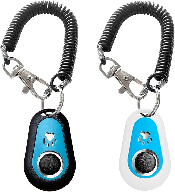 Pet Dog Trainging Clicker with Wrist Band/Clickers for Cat, Horse, Birds or Other Animals (Black + White)