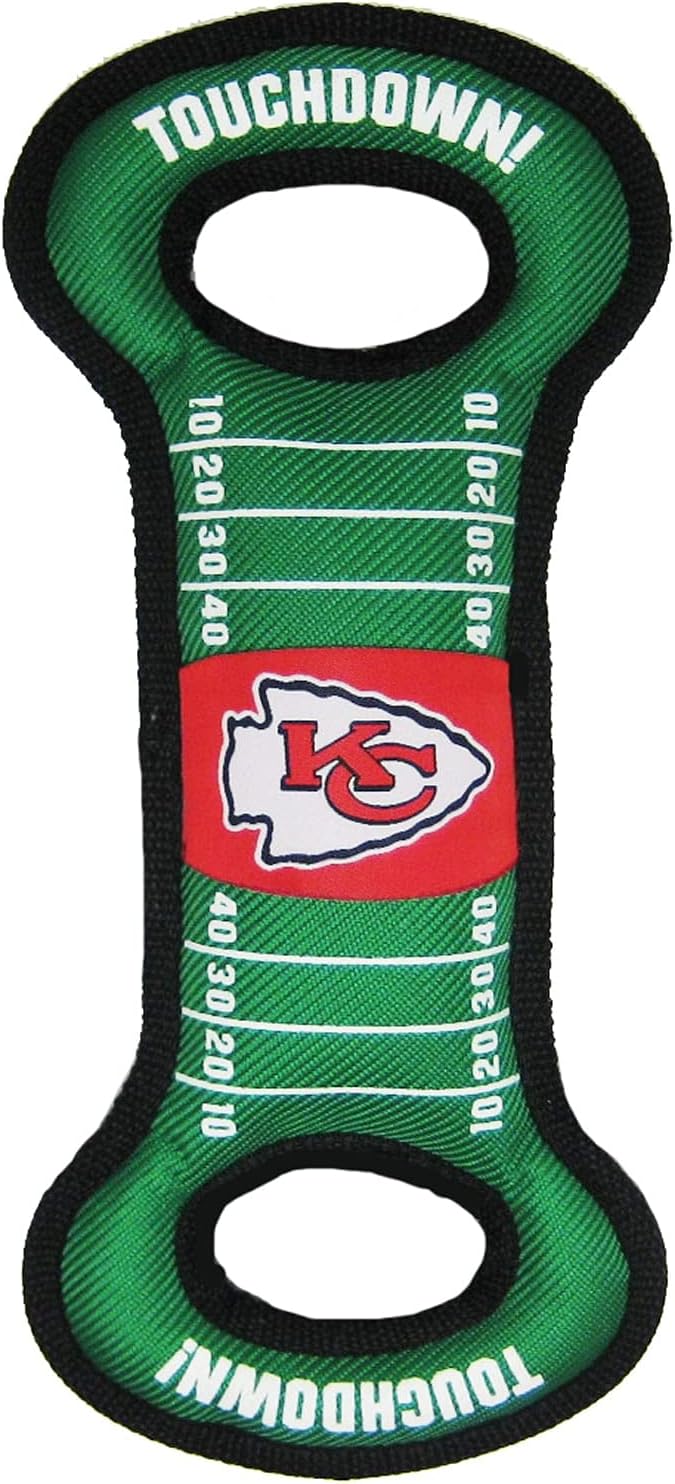NFL Football Field DOG TOY with Squeaker. - KANSAS CITY CHIEFS - For Tug, Toss, and Fetch. - Tough & Durable PET TOY