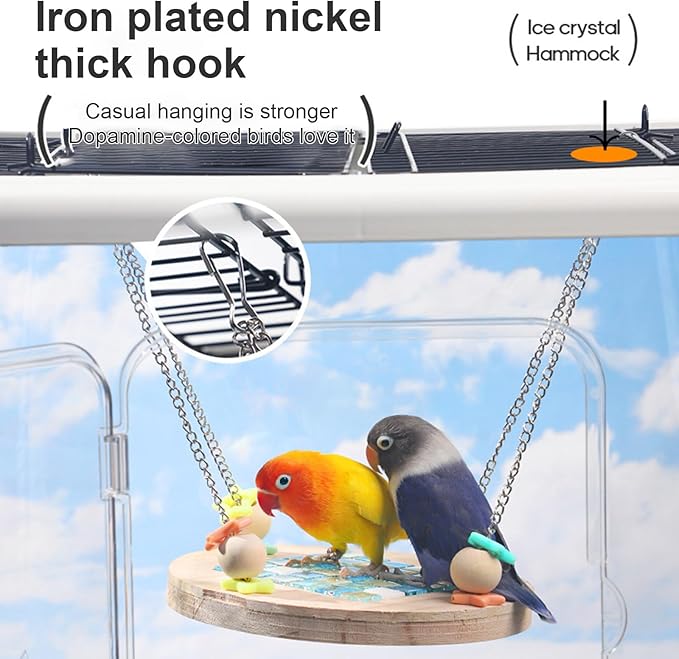 Peiiwdc Pet Hanging Hammock with Crystal Cooling Plate for Hamster Bird Cage Cooling Bed Small Pet Swing Accessory Animal Swing