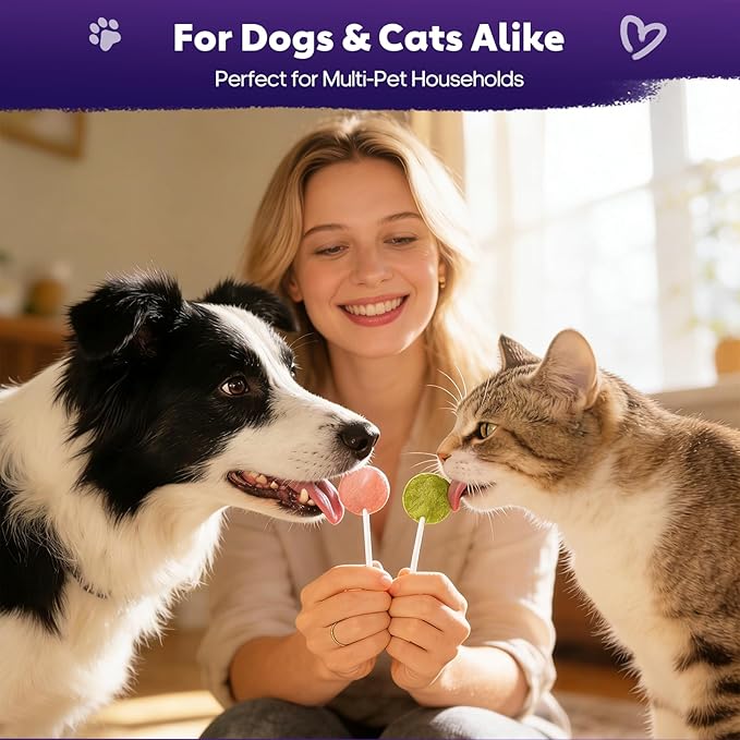 Freeze-Dried Lollipop Dog & Cat Treats, Interactive Crunchy Snacks for Indoor Kitten, 100% Natural Chicken Traning Treats for Cat, Small & Medium Dogs, 18 Pack