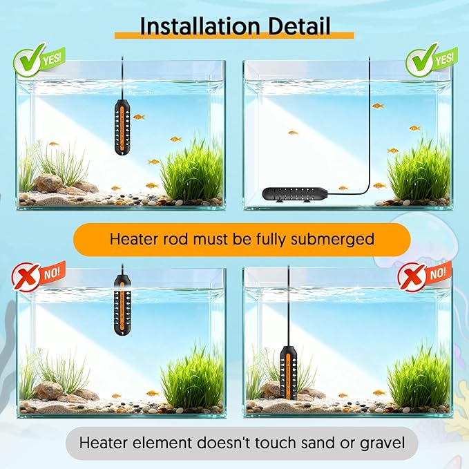 QZQ Aquarium Heater, 100W Adjustable Fish Tank Heater with Digital Display, External Temperature Controller, Submersible Turtle Tank Heater for 10-20 Gallon Tanks