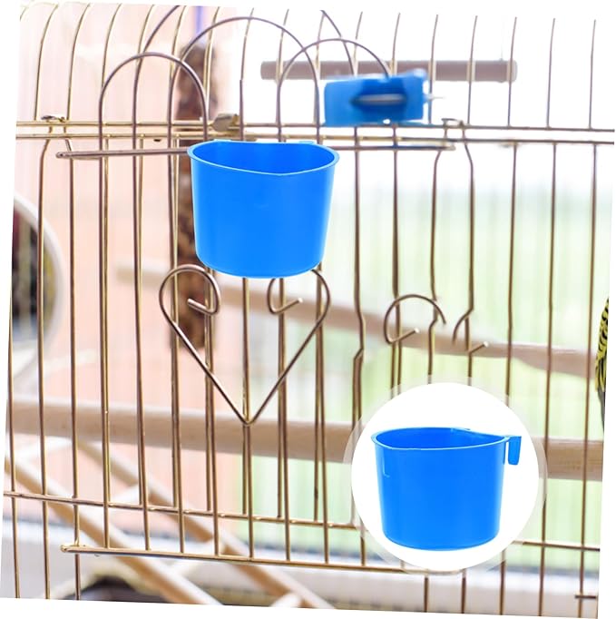 Toyvian 4pcs Hanging Bird and Rabbit Feeding Bowls Thickened Plastic Food and Water Cups for Small Pets 8.3x8.3x6CM Suitable for Pigeons Chickens and Small Animals