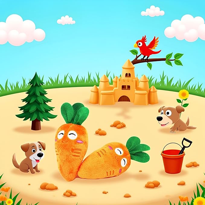 1Pc Orange Soft Puppy Pet Supplies Cute Carrot Plush Chew Squeaker Sound Squeaky Toys for Dog Cat Birthday Xmas Gifts Pet Supplies Puppy Toys