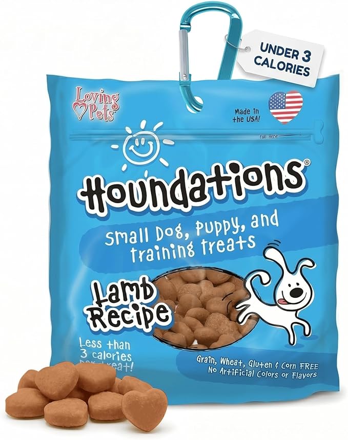 Loving Pets Houndations Lamb Dog Training Treats | All Natural | 2.6 Calories Per Treat | Grain-Free, Wheat-Free, Gluten-Free & Corn-Free | For Small Dogs & Puppies, 4 oz
