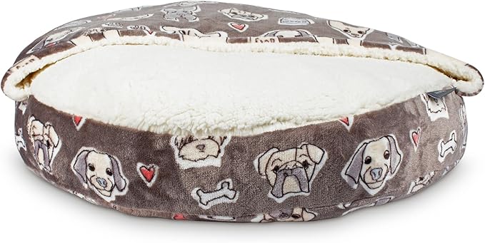 Fringe Studio Worried Dog Medium Gray Medium Blanket Pet Bed with Sherpa Interior 25" X 25" X 4" - Machine Washable