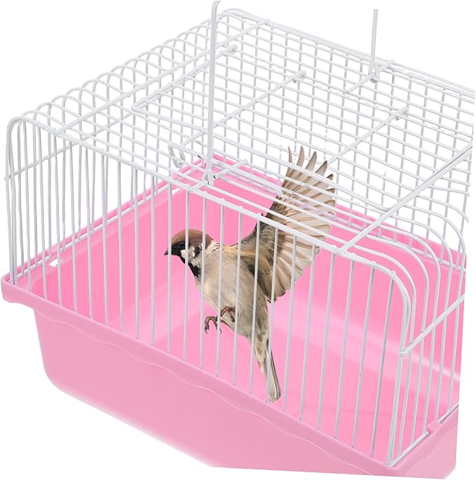 Yardwe Portable Bird Carrier Cage for Lovebirds and Parakeets Lightweight Plastic Travel Cage Transparent Window for Small Birds and Pets