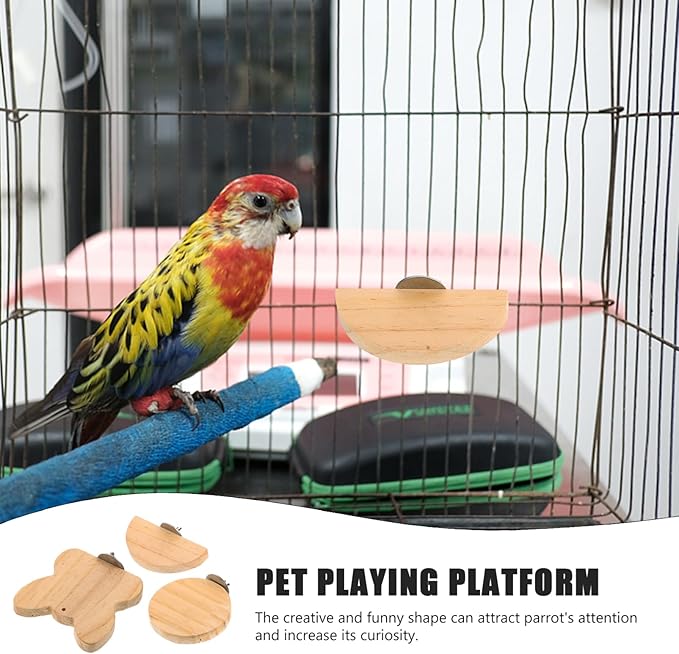 Mikikit 3pcs Wooden Hamster Jump Platform Interesting Parrot Toy for Small Pets Household Bird Cage Accessory Guinea Pig Stand Platform Climbing for Hamsters