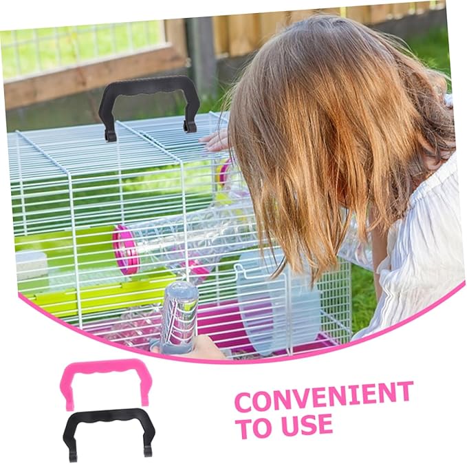GALPADA 20pcs Portable Plastic Birdcage Handles Hamster Cages Lightweight Easy to Install Black Colors for Pets