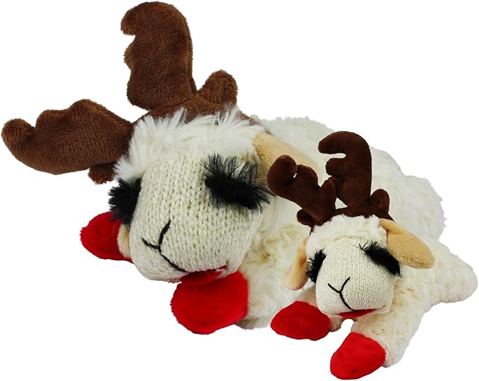 Multipet Holiday Lambchop with Antlers, 6 in, White