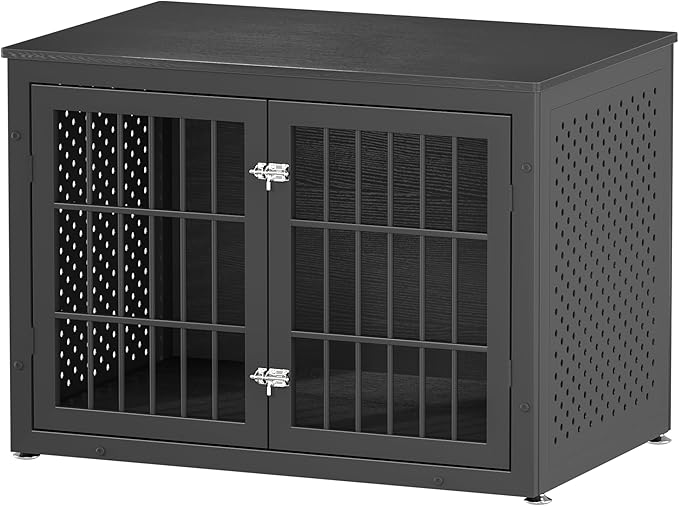 rehomerance 38" Heavy Duty Dog Crate Furniture for Large and Medium Dogs,Wooden Metal Kennel for High Anxiety Dogs, Chew Proof Pet Cage Indoor, Decorative Dog Kennel End Table