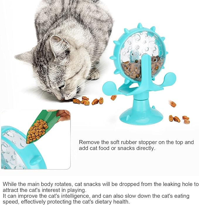 GLOGLOW Interactive Feeder – Adjustable Treat Dispensing Cat Toy, Slow Feeder for Digestion, BPA-Free Plastic, Lightweight & Dishwasher Safe, Blue
