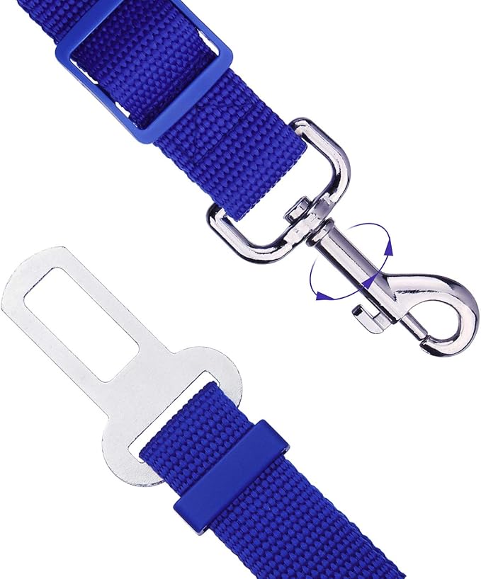 Elisel Elisel 2 Packs Adjustable Length Pet Dog Cat car seat Belt Pet seat Belt Pet Accessories for Dogs Cats and Pets (Blue)