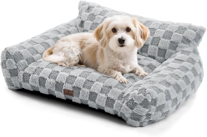 ABCPET Cat Bed Cat Couch for Puppy and Kitten, Fluffy Pet Sofas Medium Dog Sofa Bed, Supportive Cats Sofa for Indoor Cats, Washable Cover & Non-Slip, 32 inch, Grey