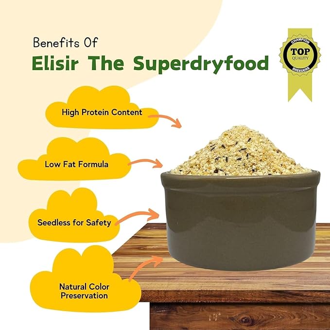 PINETA Elisir Superdryfood White 1 Kg - Egg Paste, High Protein & Fat Bird Food for Breeding and Daily Feed for Canaries Finches Parrots and Other Small Birds No Color Added