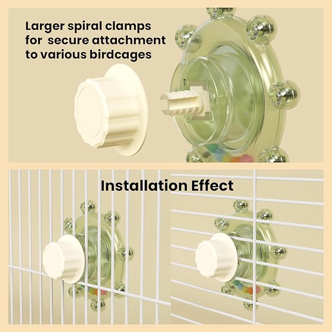 Bird Mirror Toys for Cage,Parakeet Rotating Sound Wheel Toy,Budgie Training Colorful Interactive Chew Toys for Canaries Lovebirds Conures Cockatiels cage Accessories (2, Pink)