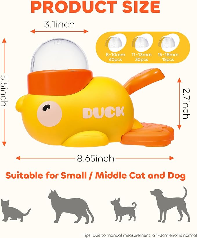 Interactive Dog Toys Food Puzzle Slow Feeder, Cat Treat Dispenser Toy Duck-Shaped Enrichment Toy for for Small Cats,Dogs,Other Pets