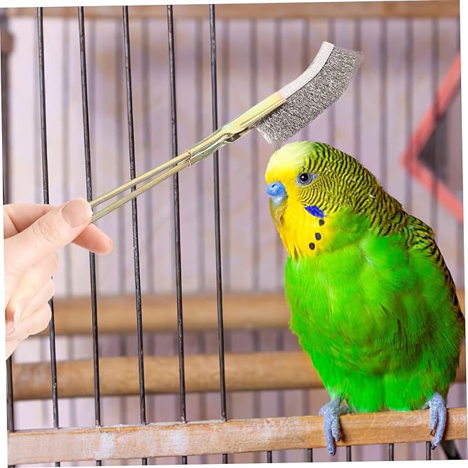 VANZACK 6pcs Long Handle Bird Cage Cleaning Brush Durable Tool for Parrot Cage Maintenance Easy Storage Hanging