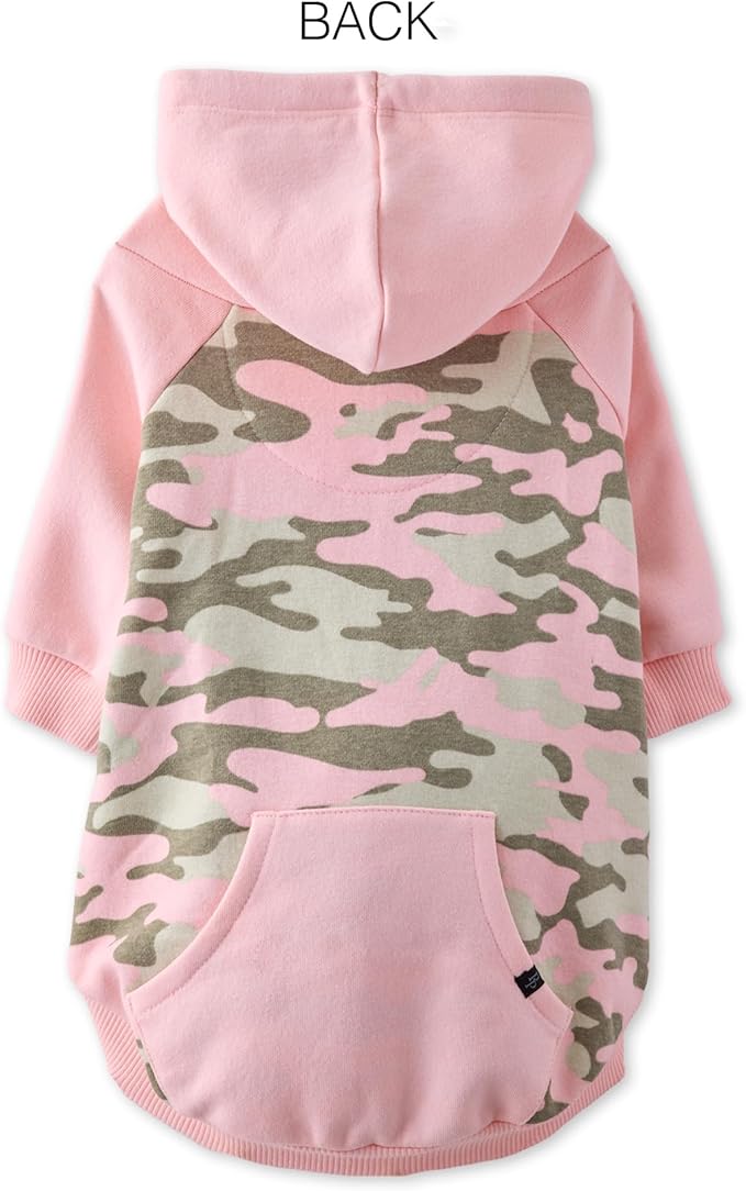 Pet Passion Rocky II - The Extra Comfy Hoodie, Organic Cotton and Recycled Poly Dog Hoodie Pet Coat Sweater for Small, Medium, Large Dogs, Pink Half Camo, X-Large