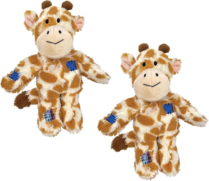 KONG Wild Knots Dog Toys – 2 Pack – Durable Plush Dog Toy with Internal Knotted Rope & Squeaker (Giraffe, Small/Medium)