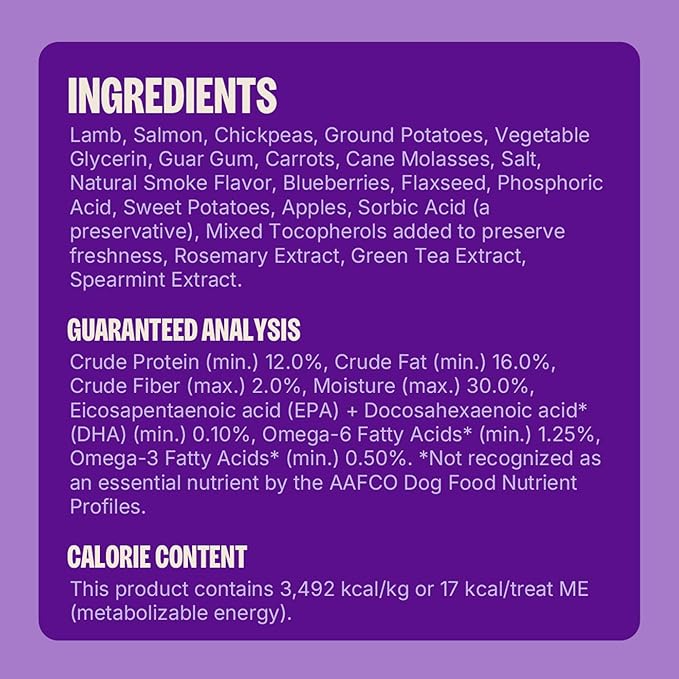 Wellness Soft Puppy Bites Dog Training Treats, Natural, Grain Free, Lamb and Salmon Recipe, 8 oz Bag