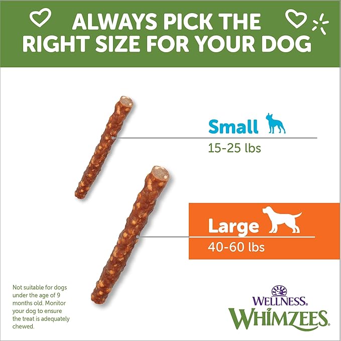 Whimzees Wellness Veggie Sausage Dog Dental Treat, Chews, Freshens Breath, Large Size, 14.81 oz Bag, 7 Count