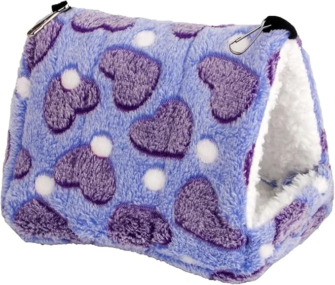 Guinea Pig Bed Heart Plush Pet Hamster Nest for Birds House Warm Comfortable Winter Parrot Hammock Cave Cage Hut Tent Pet Bird Cage Accessories(Heart Purple,M 16x13x16cm)