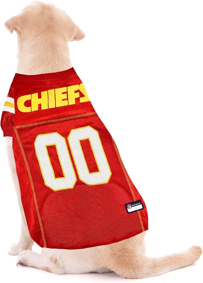 Pets First NFL Kansas City Chiefs Dog Jersey, Size Large, Football Shirt Costume for Pet, Dog Sports T-Shirt, NFL Team Clothing for Cats, Licensed Pet Apparel Available in 7 Sizes and 32 Teams