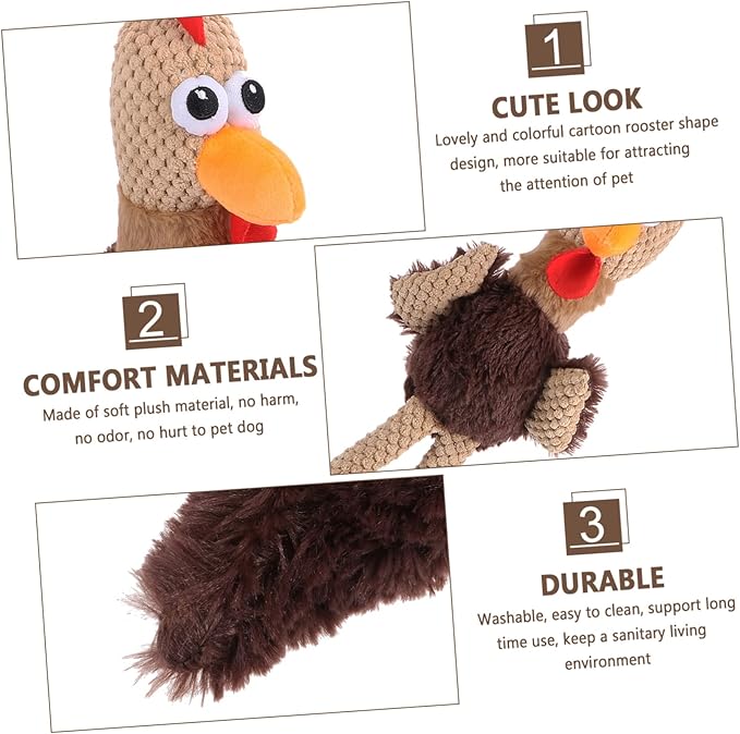 FOMIYES 2pcs Interactive Chew Toy for Dogs and Cats Funny Cartoon Rooster Plush Doll Teeth Grinding Molar Toy Pet Health and Care Washable