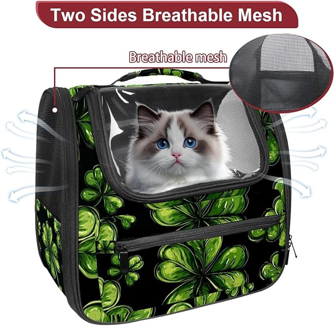 Clover Leaf Cat Backpack Carrier, Large Pet Backpack for Medium Small Dog Cat Puppy Kitty Bunny